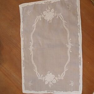 Set of 5 organdy linen handmade madeira white placemats vintage cottagecore
